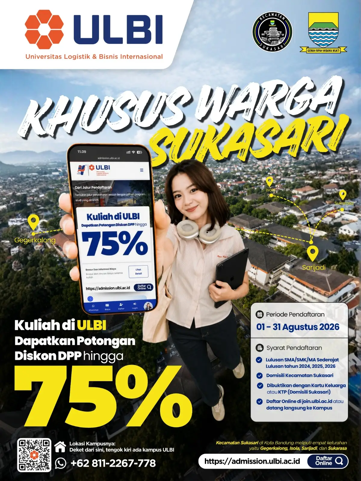 Jalur Zonasi Kecamatan Sukasari ULBI dengan potongan DPP hingga 75 persen